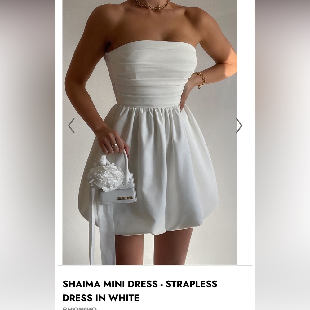 SHAIMA MINI DRESS - STRAPLESS DRESS IN WHITE